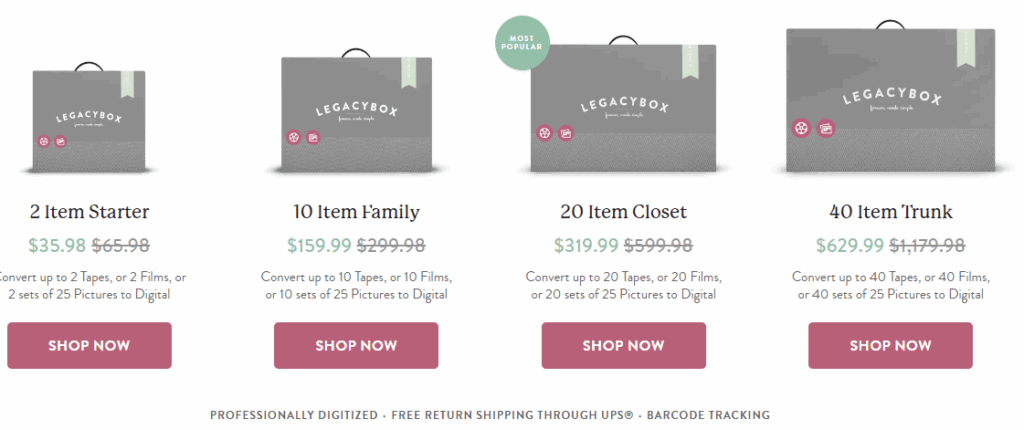 LegacyBox Pricing Options